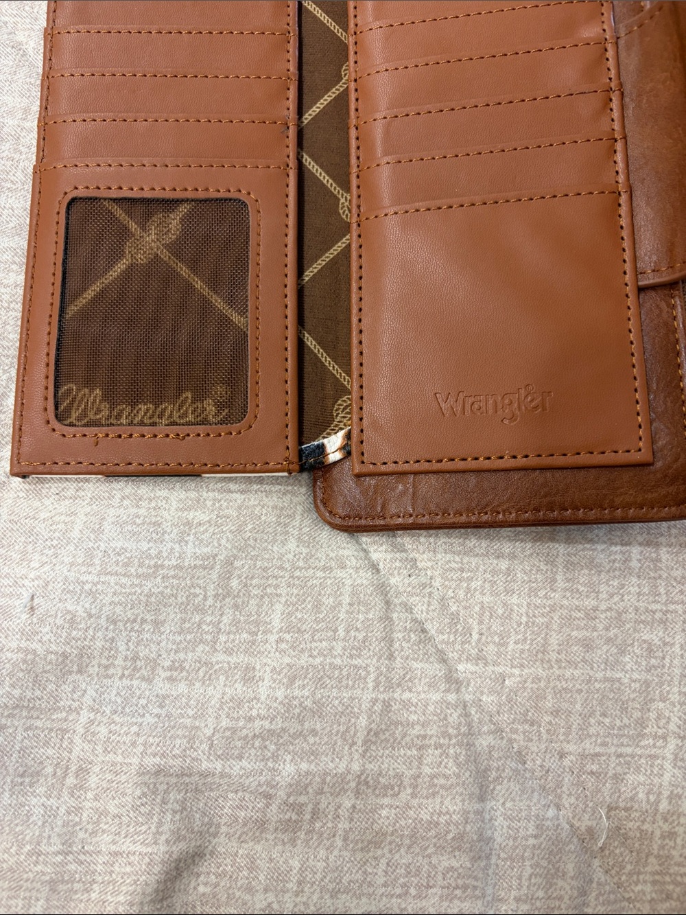 Wrangler Brown, Black & White Cow-Print Wristlet Wallet - Picture 7 of 9